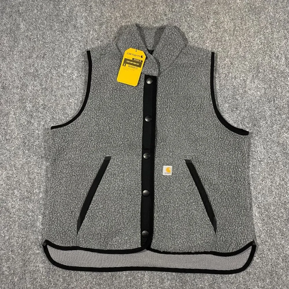 Carhartt Sherpa Fleece Snap Front Vest Womens Small S Relaxed Fit Gray Black NWT - Picture 5 of 16